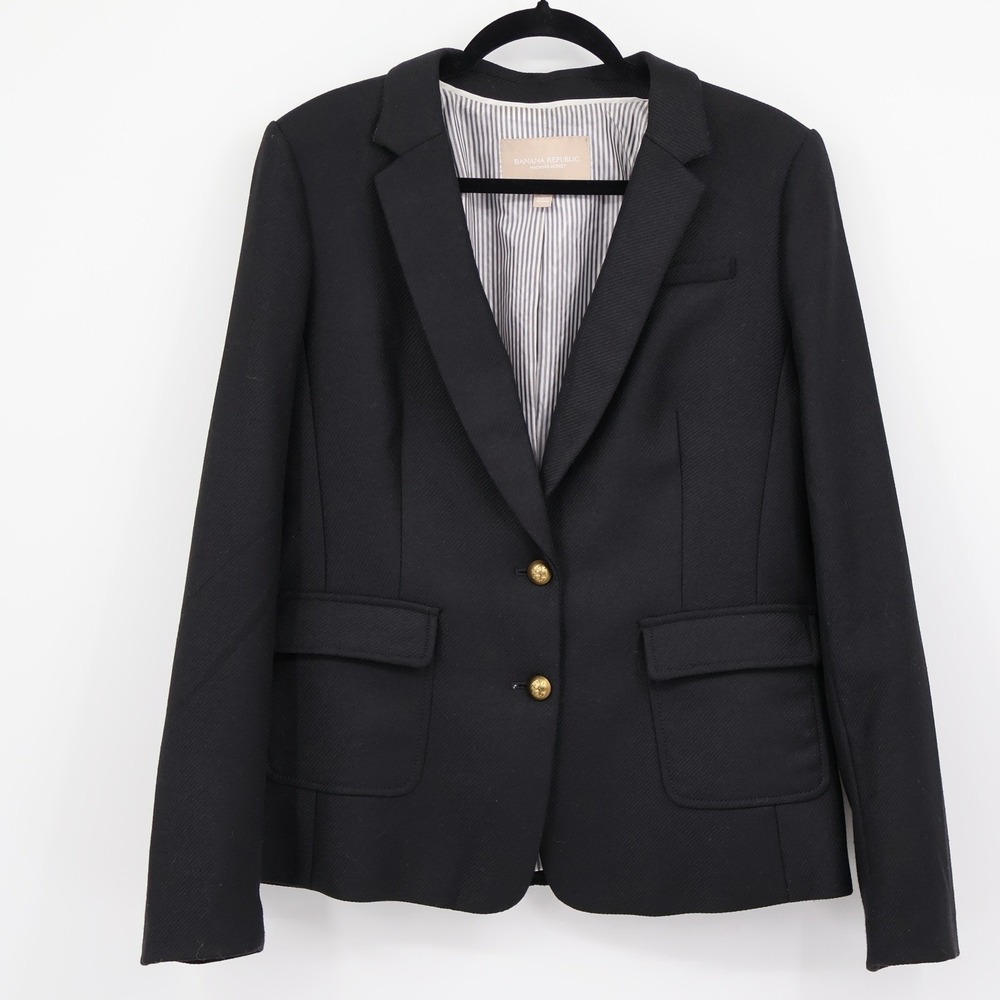 Banana Republic Wool Riding Jacket‎ Womens 10 Black Old Money Preppy Academia